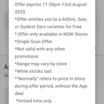 [NSW, QLD, ACT] Free Solo or Sunkist Zero 600ml @ 7-Eleven via Fuel App