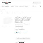 LEGO® 76139 DC Super Heroes Batman 1989 Batmobile $364.99 Delivered @ BuildandPlay