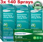 3x Nasonex Generic Chemist's Own Mometasone Furoate Spray + 30x Cetirizine (Zyrtec Generic) $42.99 Delivered @PharmacySavinngs