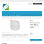 50x Large Round Disposable Plastic Plates 260mm $9.49 + $10 Delivery @ Mega Grocery