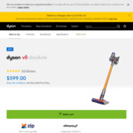 Dyson V8 Absolute $599 + $10 Delivery ($0 to Select Areas) @ Dyson Store