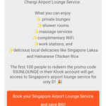 $1 for 3 Hour Lounge Access at Changi Airport for AU/NZ Residents @ Klook