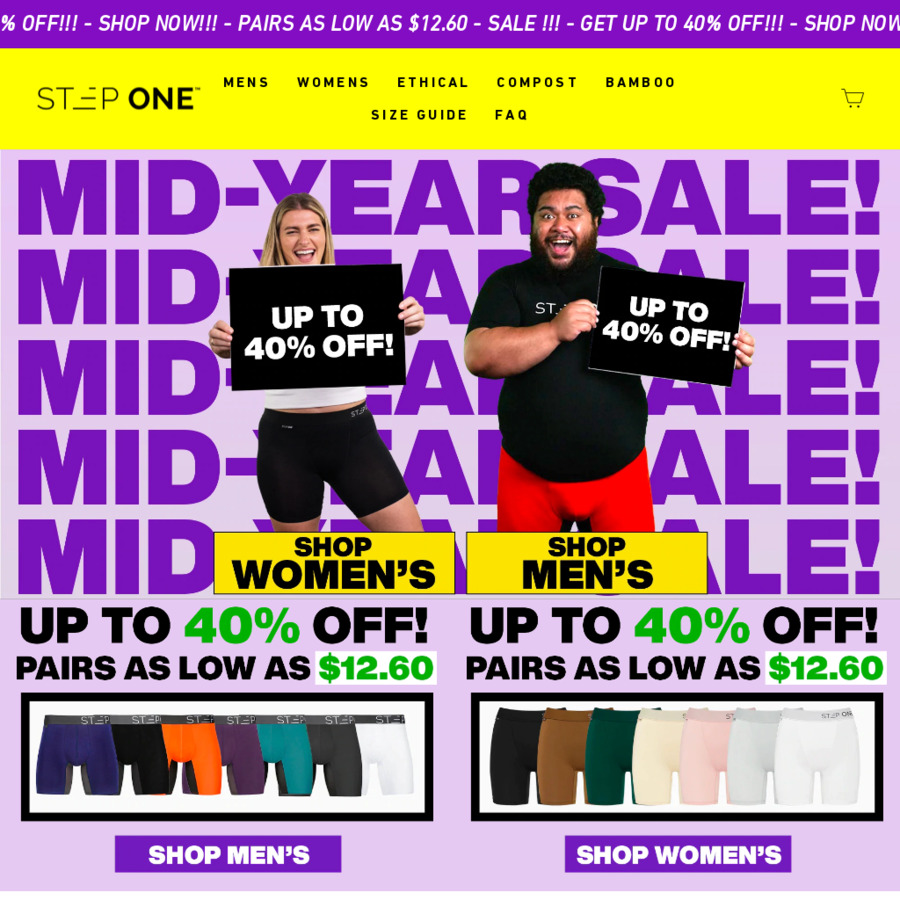 Men's & Women's Bamboo Underwear up to 40% (for as Low as $12.60 Per Pair  for 15 Pairs) Delivered @ Step One - OzBargain