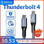 Orico Thunderbolt 4 USB-C 40Gbps Cable 0.3m US$12.60 (~A$18.09), 0.8m US$20.72 (~A$29.76) Delivered @ Orico Official AliExpress