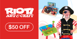 $50 off $100 Spend Coupon for Riot Art & Craft @ Little Birdie