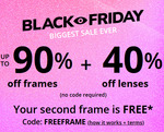 Up to 90% off Frames, Free Second Frame on Selected Ranges, Lenses 40% off @ Clearly Eyewear