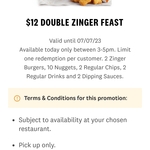 KFC $12 Double Zinger Feast