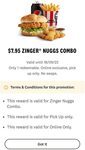 Zinger Burger, 6 Nuggets, Regular Chips & Drink for $7.95 Pickup Only @ KFC Online Only