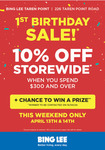 [NSW] 10% off Storewide with $300 Minimum Spend (Exclusions Apply) In-Store Only @ Bing Lee, Taren Point 13th & 14th April
