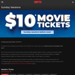 $10 Movie Ticket for Sunday Sessions before 12:01pm (+ Booking Fee + Surcharge for Xscreen & DBOX | Exclude Lux) @ HOYTS