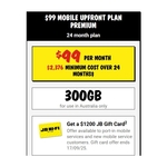 $1,200 JB Hi-Fi Gift Card with JB Hi-Fi Mobile 300GB $99/Month 24 Months Plan (Port-in, New Customer, in-Store Only) @ JB Hi-Fi