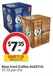 1/2 Price Suntory Boss Iced Coffee Varieties 237ml 4-Pack $7.35 @ Coles