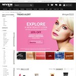 10% off at Myer [Online] Cosmetics, Fragrances, Skincare and Bath & Body Products Excl YSL, Dior
