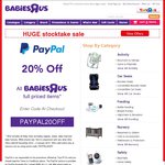 20% off Babies 'R' Us (Toysrus) Store Wide with PayPal Coupon