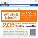 20% off All Full Priced Items* @ Toys"R"Us and Babies"R"Us