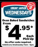 Cheap Lunch Wednesdays at Domino's Baked Sandwich for $4.95