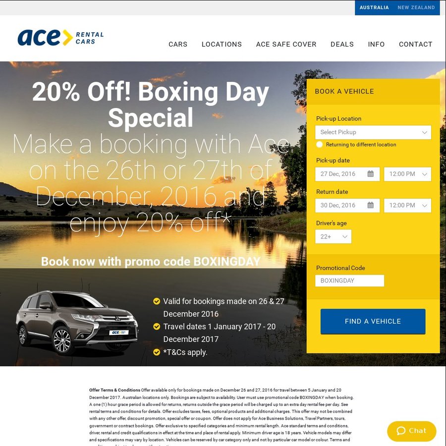 Ace Rental Cars 20 off Bookings Made on 26th or 27th December OzBargain