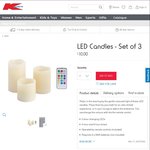 Kmart LED 3 Candle Set for $10