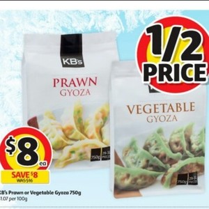 KB's Prawn or Vegetable Gyoza 750g $8 (Was $16) @ Coles ...