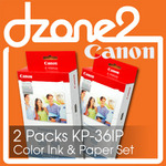 2 packs of Canon KP36IP Ink and Label Pack for Selphy CP Printers $33 FREE SHIPPING (Save $12.9)