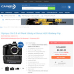Olympus E-M1 Mark II + Battery Grip + $400 Prepaid Card $2047 Delivered @ CameraWarehouse