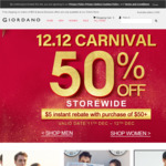 50% off Sitewide + $5 off $50+ Purchases @ Giordano Online Store