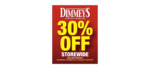30% off (in-Store & Online) @ Dimmeys