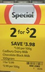 2x 100g Cadbury Chocolate for $2 at Coles Rowville (Possibly Nation Wide)
