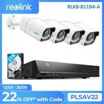 Reolink RLK8-811B4-A 4K H.265 PoE Security System w/ 4x RLC-811A Cameras $826.87 ($806.20 eBay Plus) Delivered @ Reolink eBay