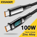 Essager PD100W USB C to USB C Cable with Power Display 1m A$0.88, 2m A$1.64 Delivered @ ESSAGER via AliExpress (New User Only)