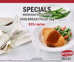 [QLD] Ingham's 3kg Breast Fillets Carton (30x 100g Portions) $25 @ Ingham's Lytton Factory Outlet