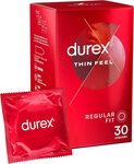 Durex Thin Feel Latex Condoms Regular Fit, Pack of 30 $9.95 ($8.96 S&S) + Delivery ($0 with Prime/ $39 Spend) @ Amazon AU