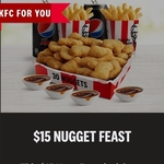 30 Nuggets, 2 Regular Chips, 2 Regular Drinks & 4 Dipping Sauces $15 @ KFC (Pickup Only, App Required)