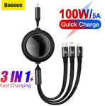 Baseus 100W 3 in 1 Cable Fast Charging Type C for iPhone Type C Micro Charger $18.71 ($18.24 eBay Plus) Delivered @ Baseus eBay