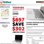 Toshiba Satellite U840/00Q Ultrabook $697 w/ FREE DELIVERY & Take $10 off Combined Bundle Offer