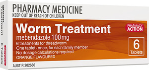 6x Pharmacy Action Worm Treatment (Single Dose) $5.99 Delivered @ PharmacySavings
