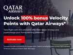 100% Bonus Velocity Points with Qatar Airways @ Velocity Frequent Flyer