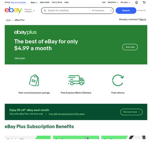 $10 Annual eBay Plus Membership @ eBay Australia