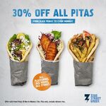 30% off Pitas (Exludes Mini Pitas) @ Zeus Street Greek