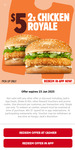 2x Chicken Royale Burger for $5 Pickup Only @ Hungry Jack's (Requires App)