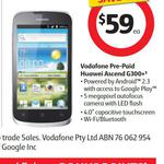 Huawei Ascend G300+ Vodafone Pre-Paid $59 (Was $79) @ Coles from Today