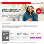 Vodafone $50 Red Plan for $40 Per Month + Bonus 1GB Data (4GB Total) - New Customers