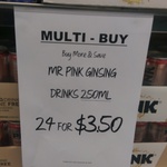 [NQR Coburg, VIC] Mr Pink Ginsing Drink - 24x 250ml for $3.50