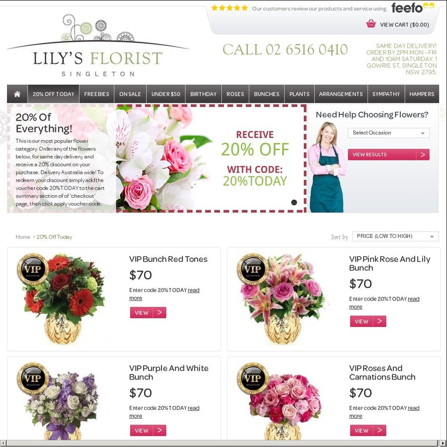 Lily's Florist Singleton Nsw 20% Off In Most Popular Flower Category 