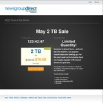 NewsgroupDirect Usenet Provider Sale - 2TB Blocks for USD $70 (~98 AUD) Normally USD $150