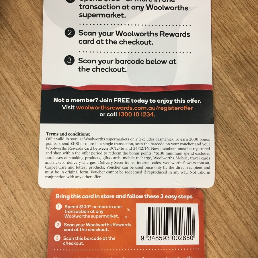 Woolworths $100 Gift Card