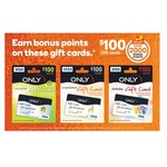 2,000 Bonus Points (Worth $10) with $100 Only1 Visa Gift Cards [$105.95] at Woolworths for Woolworths Rewards Members