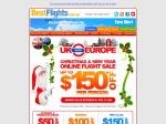 Best Flights UK & Europe Christmas and New Year Online Flight Sale - Up to $150 off per person!