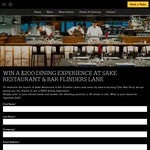 Win a $200 Dining Experience at Sake Restaurant & Bar Flinders Lane