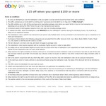 eBay $15 off $100 Spend